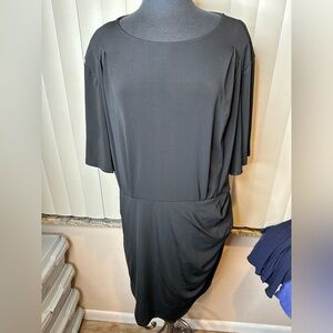 Future Collective Black Ruched Sheath Knee Length Draped Sleeve Dress Size XL